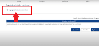 Complete los datos de actividades económicas