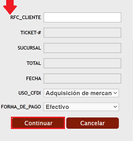 Introduce los datos de facturación contenidos en tu ticket de compra
