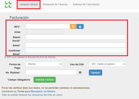 Rellena los campos con tus datos fiscales