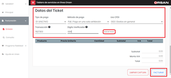 Rellena los Datos del Ticket