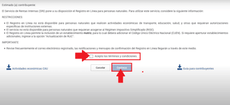Acepte los términos y condiciones