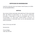 Modelo de Certificado de Honorabilidad