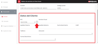 Completa la información en Datos del Cliente