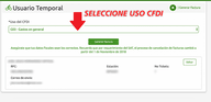 Selecciona el Uso del CFDI