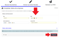 Agrega los datos fiscales del cliente de Cinemex