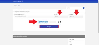 Coloca el Folio y Web ID
