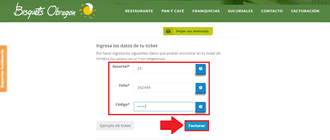Coloca los datos de tu ticket de consumo