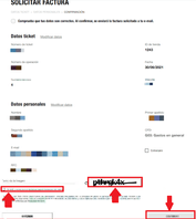 Verifica los datos introducidos para tu factura electrónica